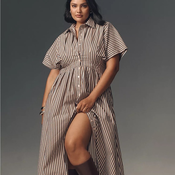 The Tobie Button-Front Pleated Shirt Dress by Exquise (XL) - Picture 1 of 3